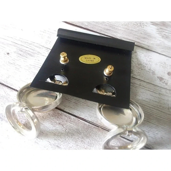 Silver and Gold Triple Loop Dangle Earrings - Picture 2 of 3